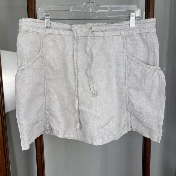 Horny Toad & Co Skirt Womens Medium Gray 100% Linen Mini Pockets Breathable - Picture 1 of 8